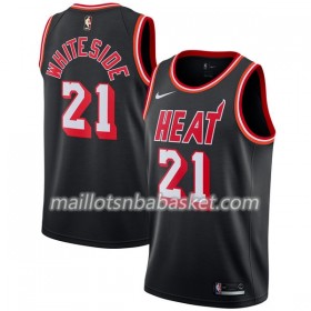 Maillot Homme Miami Heat Hassan Whiteside 21 Nike 2017-18 Hardwood Classics Noir Swingman